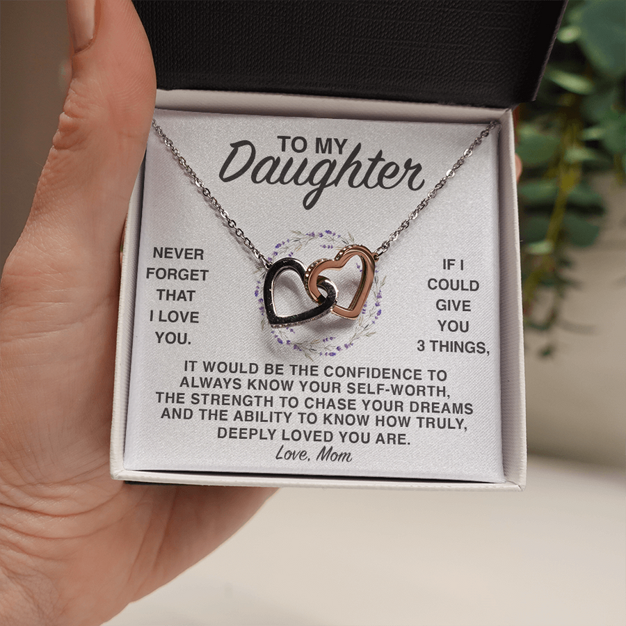 (DM008) Interlocking Hearts Necklace // Gift For Daughter