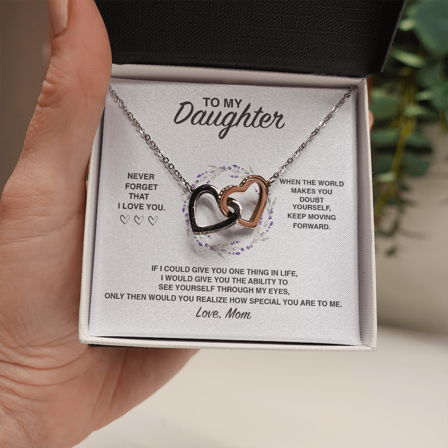 (DM007) Interlocking Hearts Necklace // Gift For Daughter