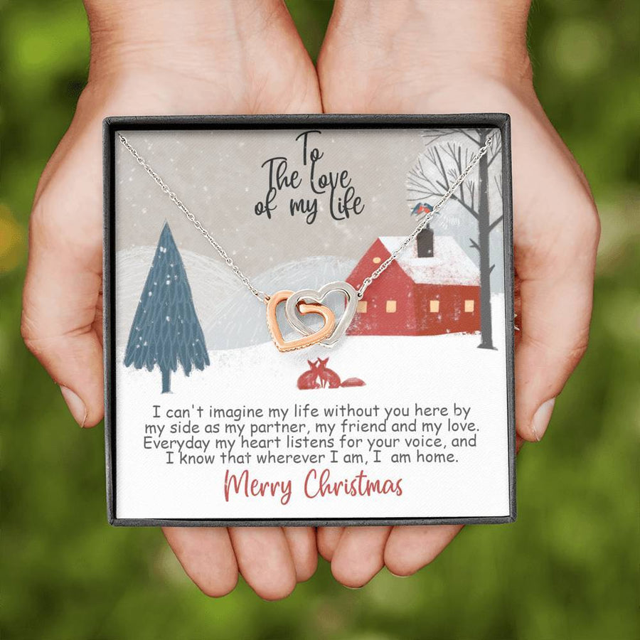 Merry Christmas to the Love of My Life Intertwined Hearts Necklace