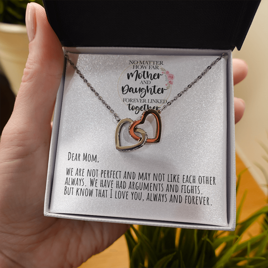 No Matter How Far Mother and Daughter Forever Linked Together Necklace