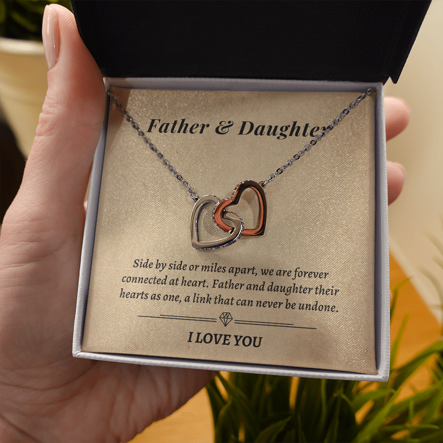 Gift for Daughter- Father and daughter their hearts as one, a link that can never be undone Necklace