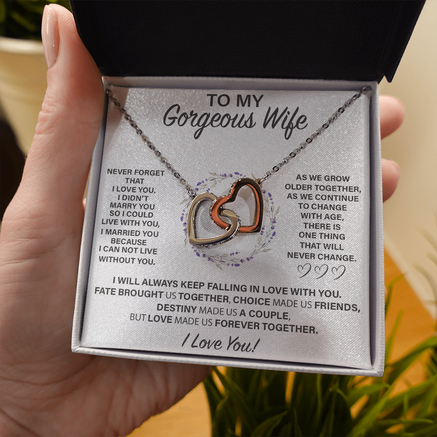 (WF006) Interlocked Heart Necklace // Gift For WIFE