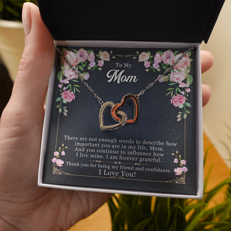 Mothers Day Gift from Daughter, Son - Mother Necklace, Gifts for Mom, Mom Necklace Interlocking hearts