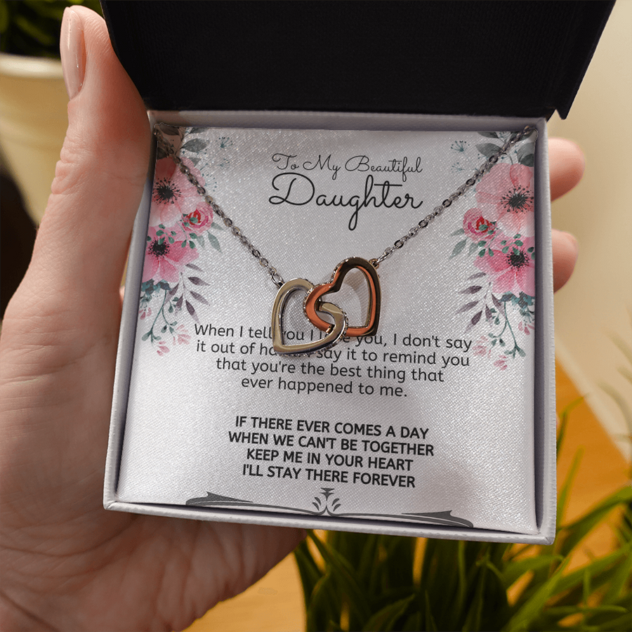 Pour ma fille (de la part de papa) Collier cœurs entrelacés, Cadeau de père à fille, Cadeau d’anniversaire pour fille de la part de papa, Collier pour fille