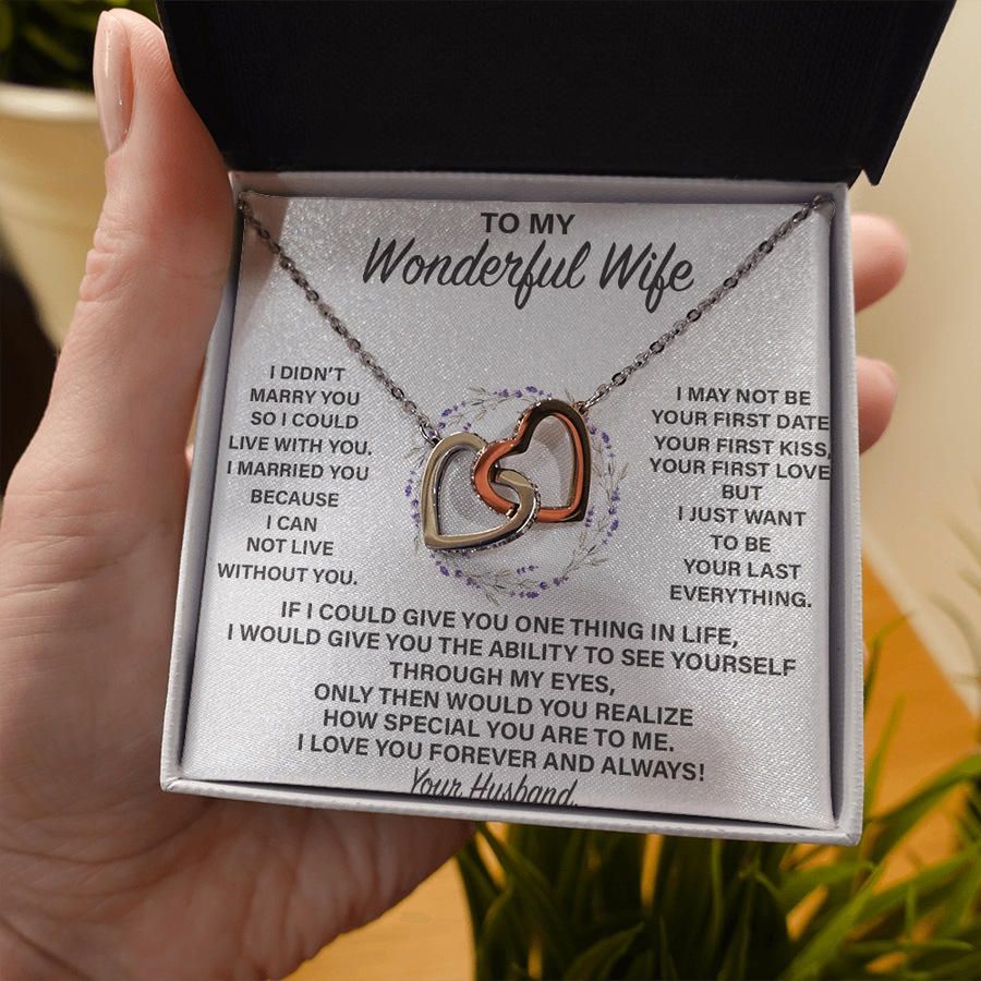 (WF007) Interlocked Heart Necklace // Gift For WIFE