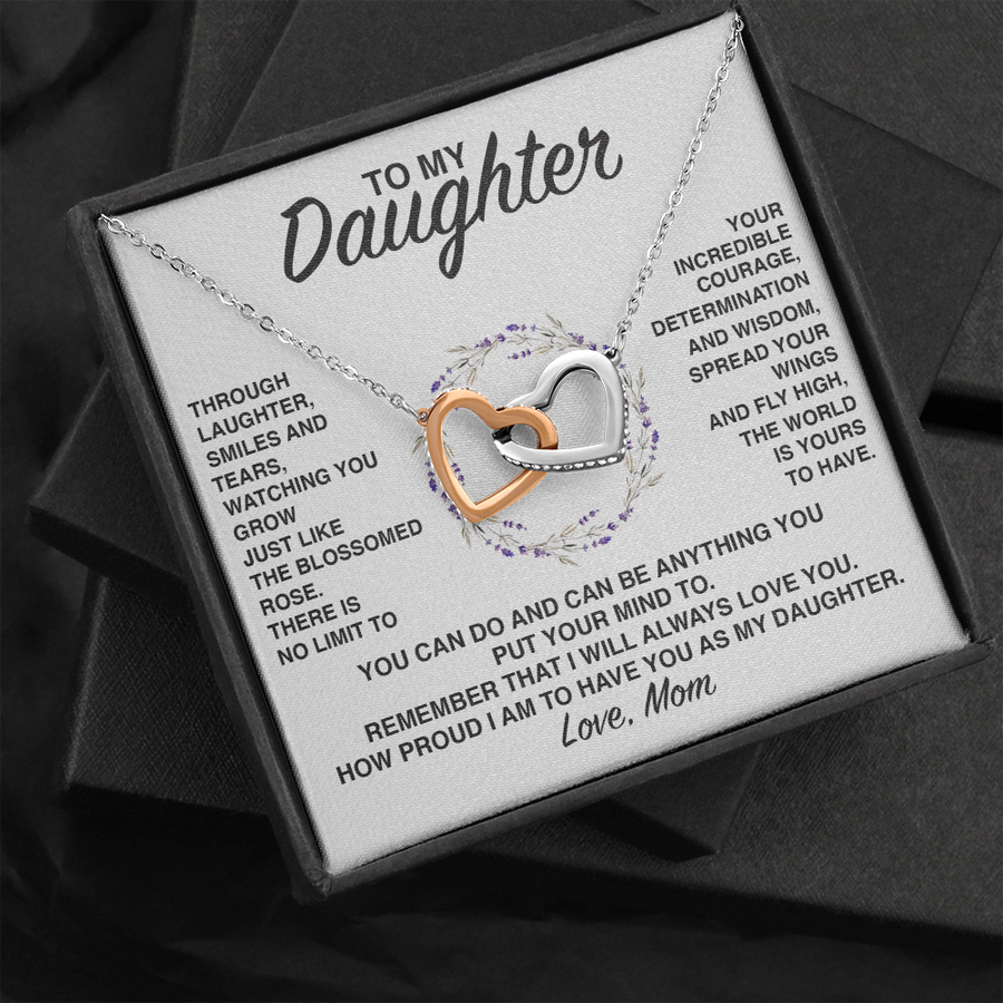 (DM009) Interlocking Hearts Necklace // Gift For Daughter