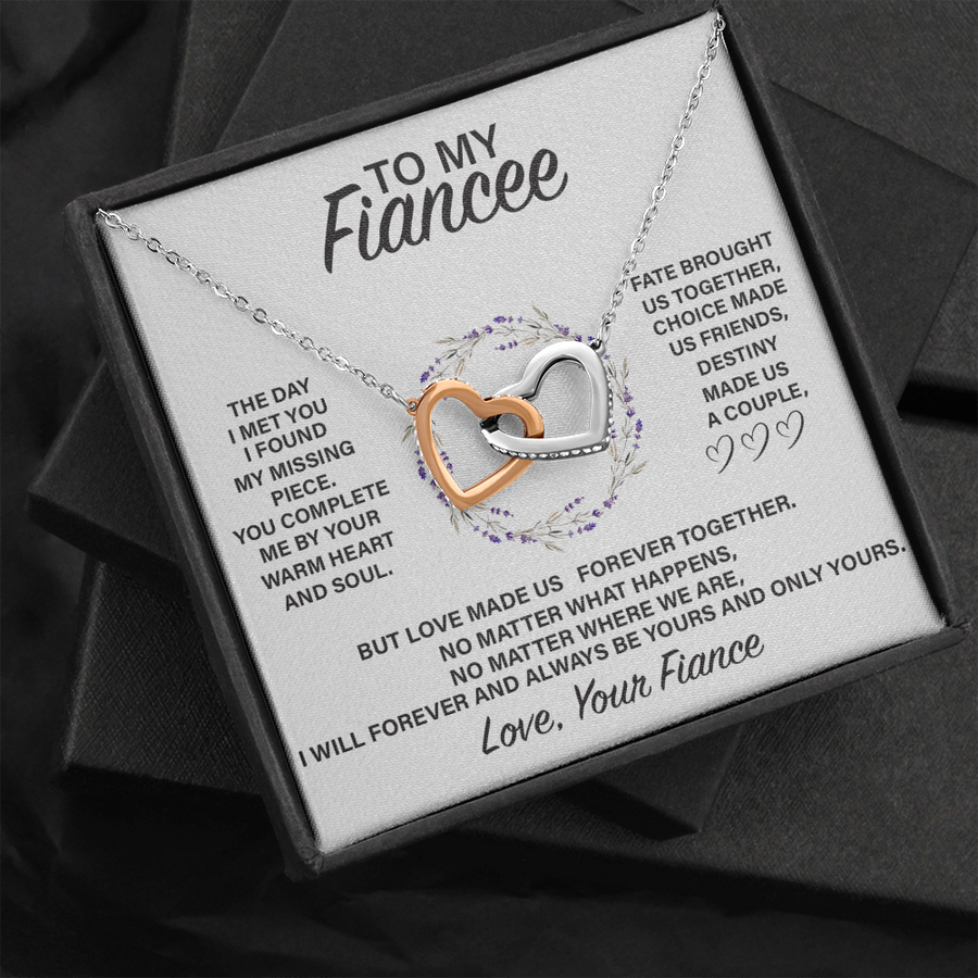 (FE004) Interlocked Heart Necklace // Gift For Fiancée