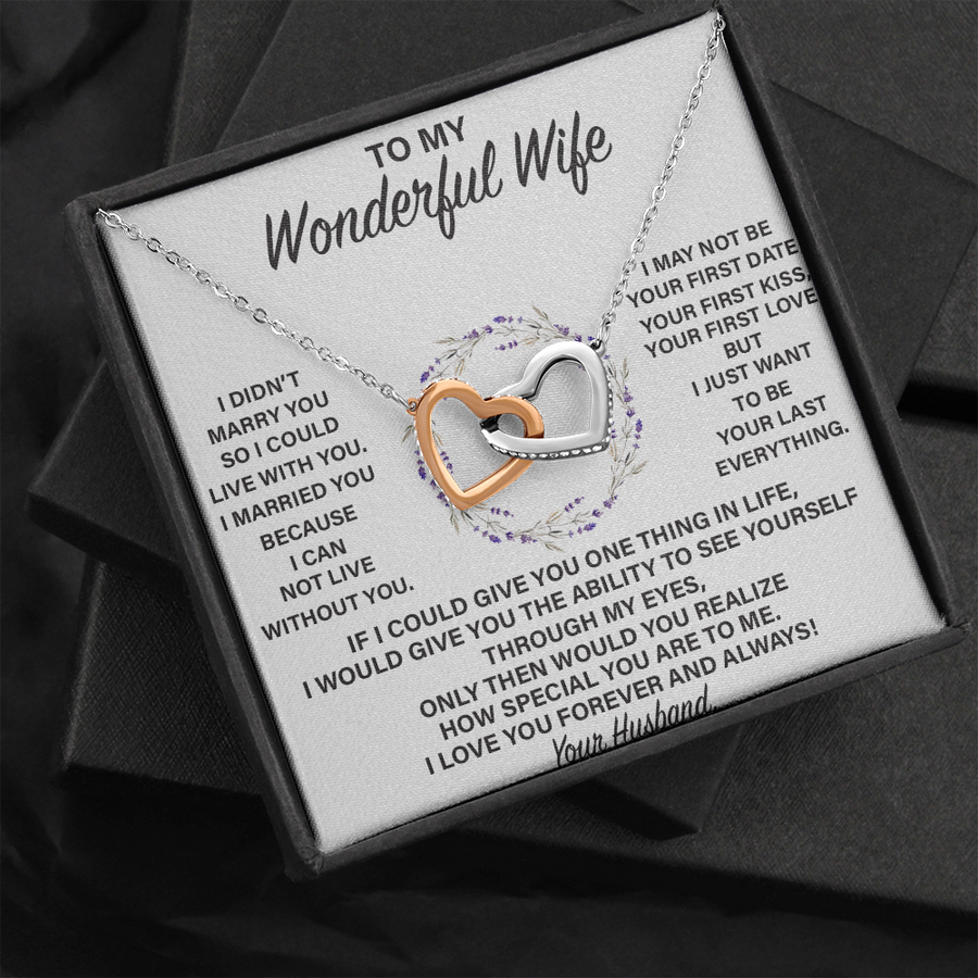 (WF007) Interlocked Heart Necklace // Gift For WIFE