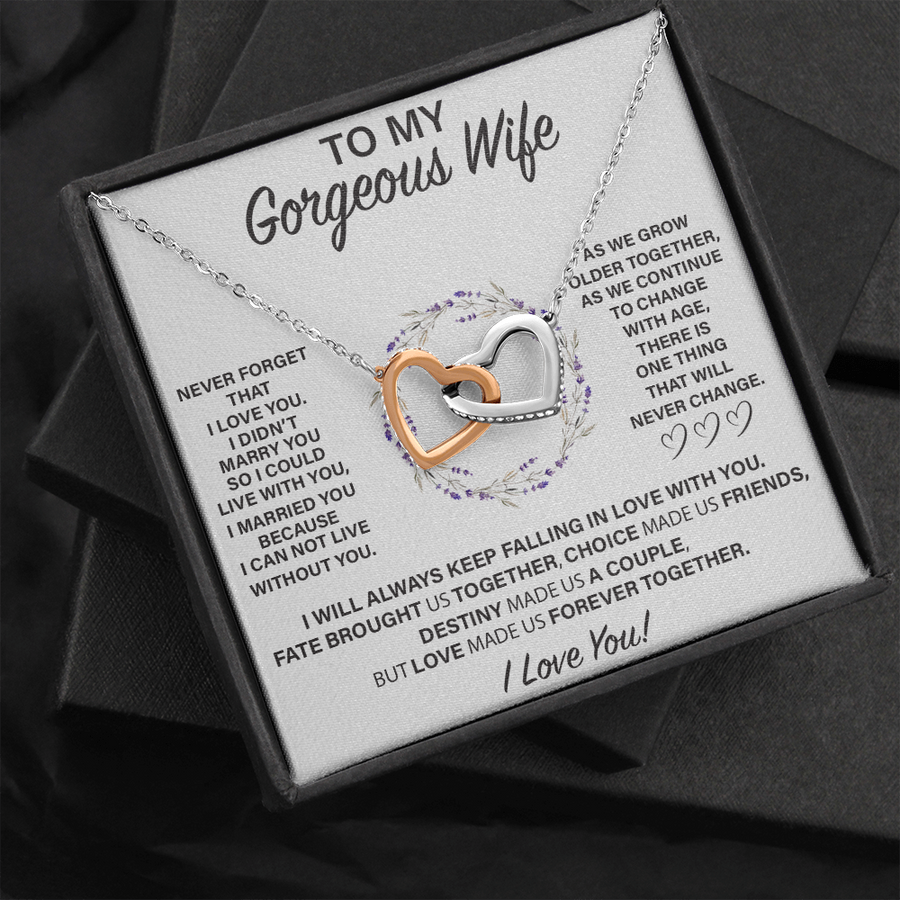(WF006) Interlocked Heart Necklace // Gift For WIFE