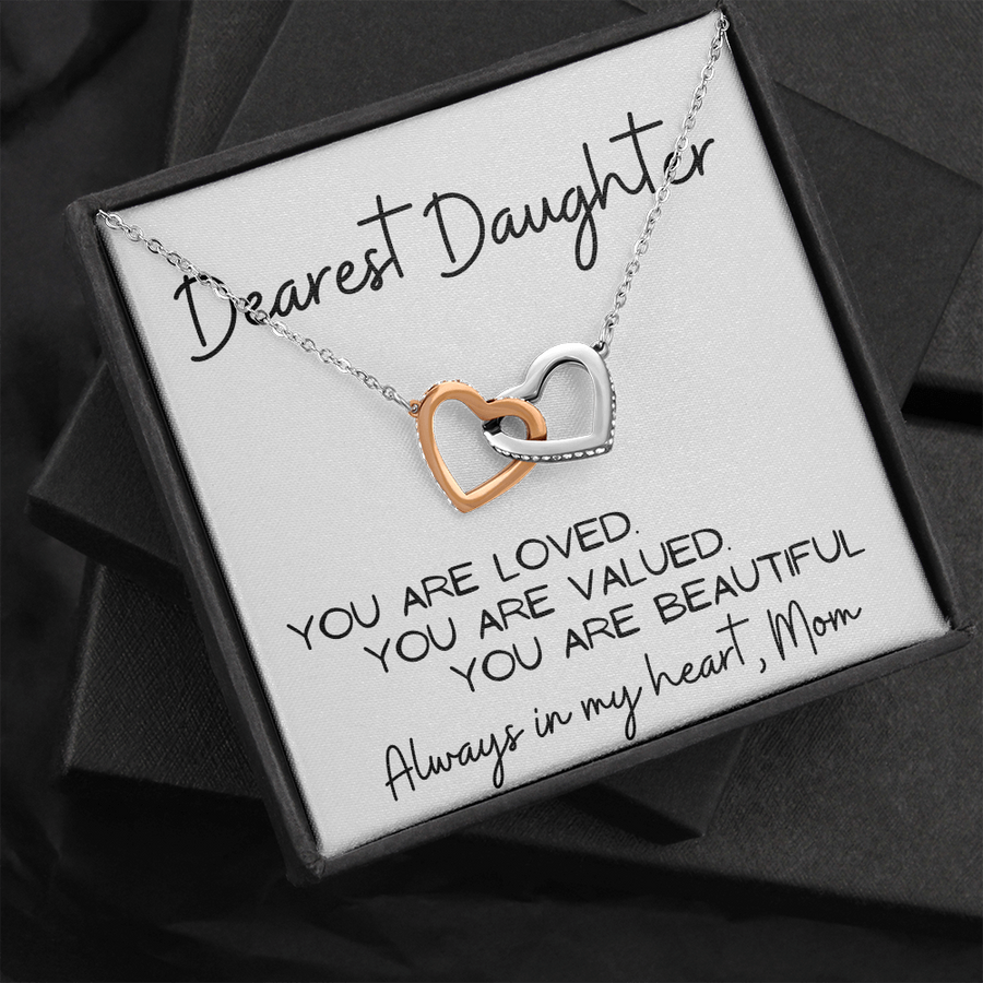To My Dearest Daughter Linked Hearts Gift from Mom Necklace