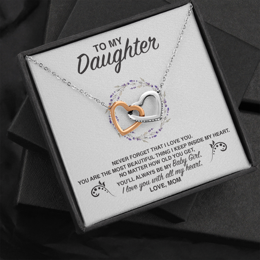 (DM001) Interlocking Hearts Necklace // Gift For Daughter