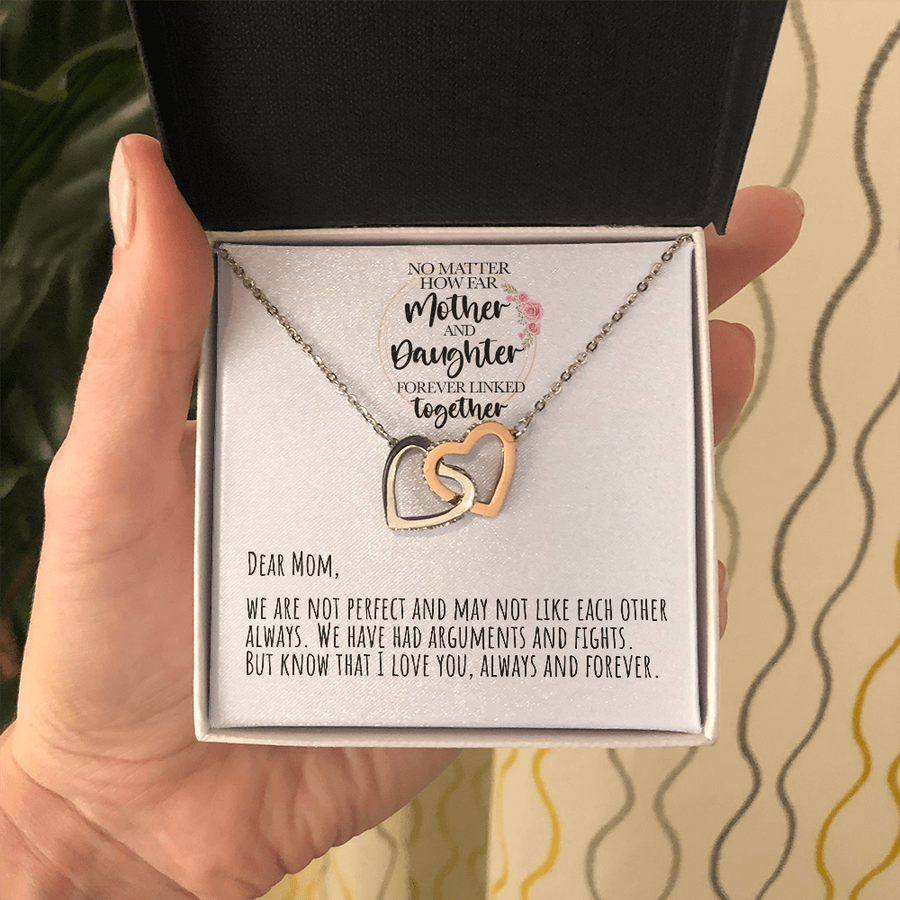 No Matter How Far Mother and Daughter Forever Linked Together Necklace