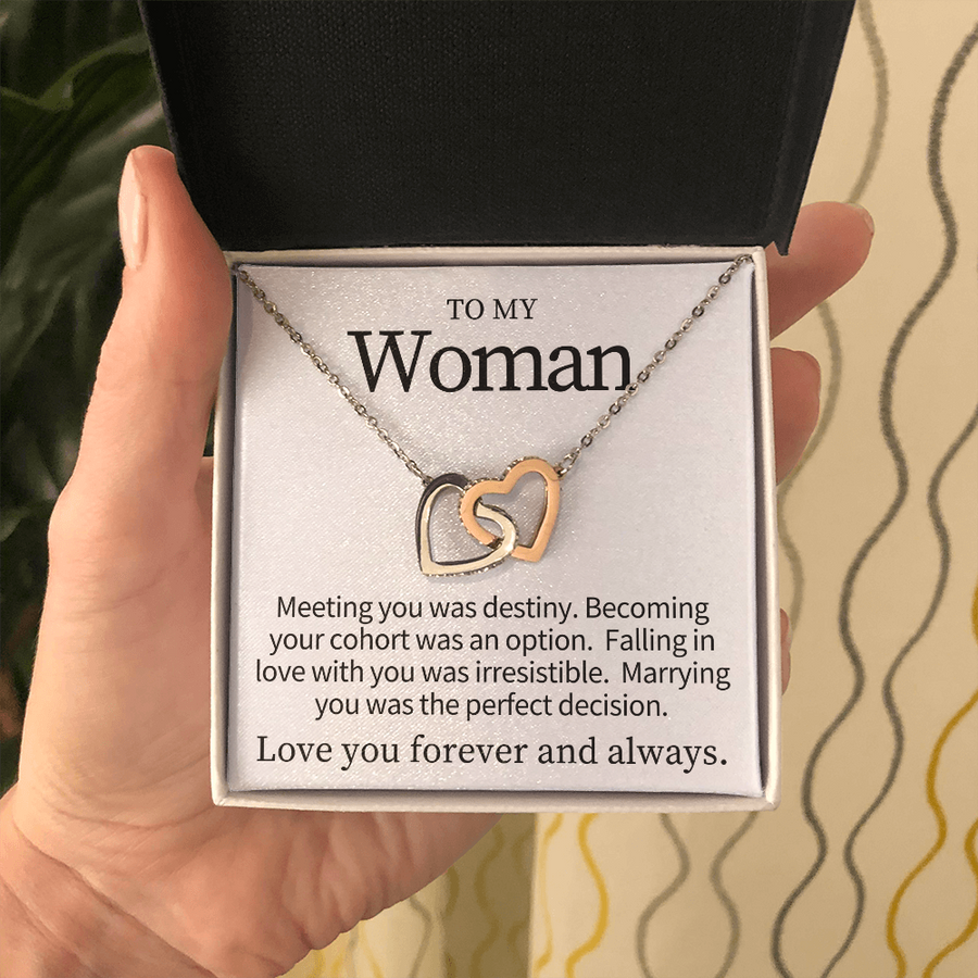 To My Woman Linked Hearts Necklace Gift from Husband