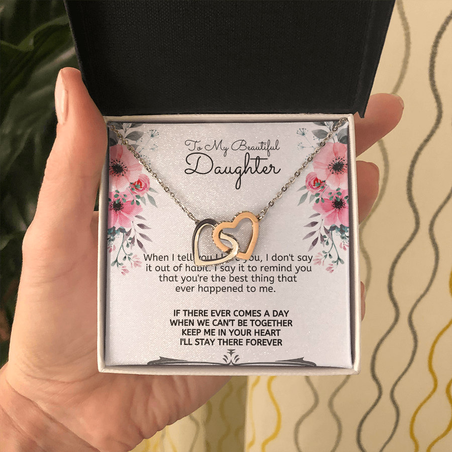 Pour ma fille (de la part de papa) Collier cœurs entrelacés, Cadeau de père à fille, Cadeau d’anniversaire pour fille de la part de papa, Collier pour fille