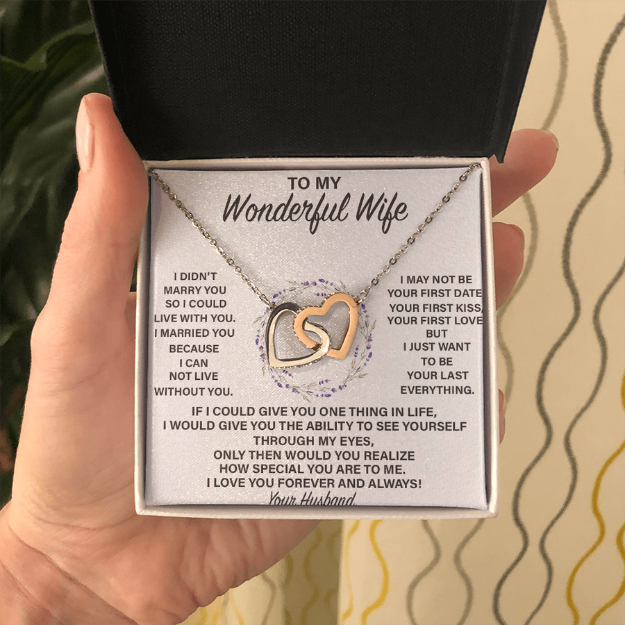 (WF007) Interlocked Heart Necklace // Gift For WIFE