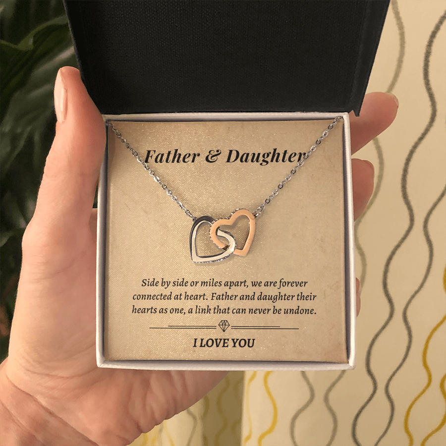 Gift for Daughter- Father and daughter their hearts as one, a link that can never be undone Necklace
