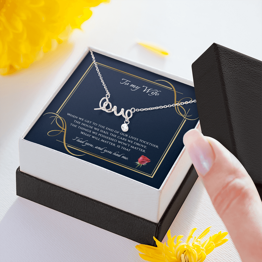 To My Wife Scripted LOVE Necklace