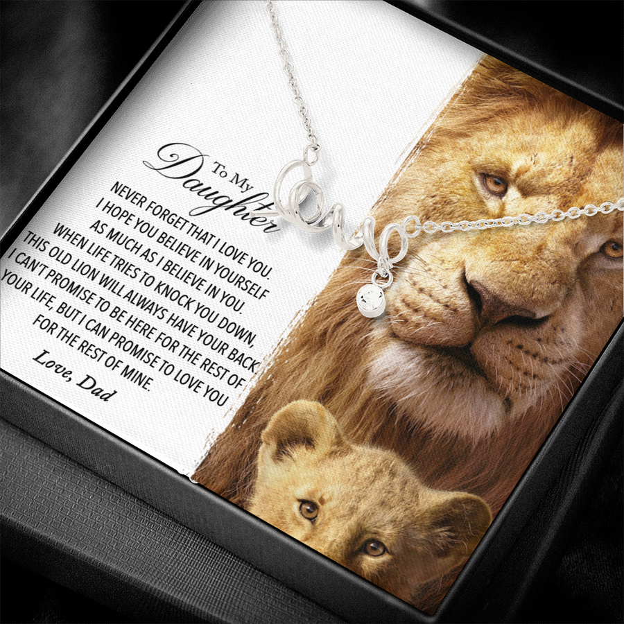 To My Daughter Necklace, Gift For Daughter From Dad, Daughter Father Lion, Love Knot Necklace, Jewelry For Daughter From Dad