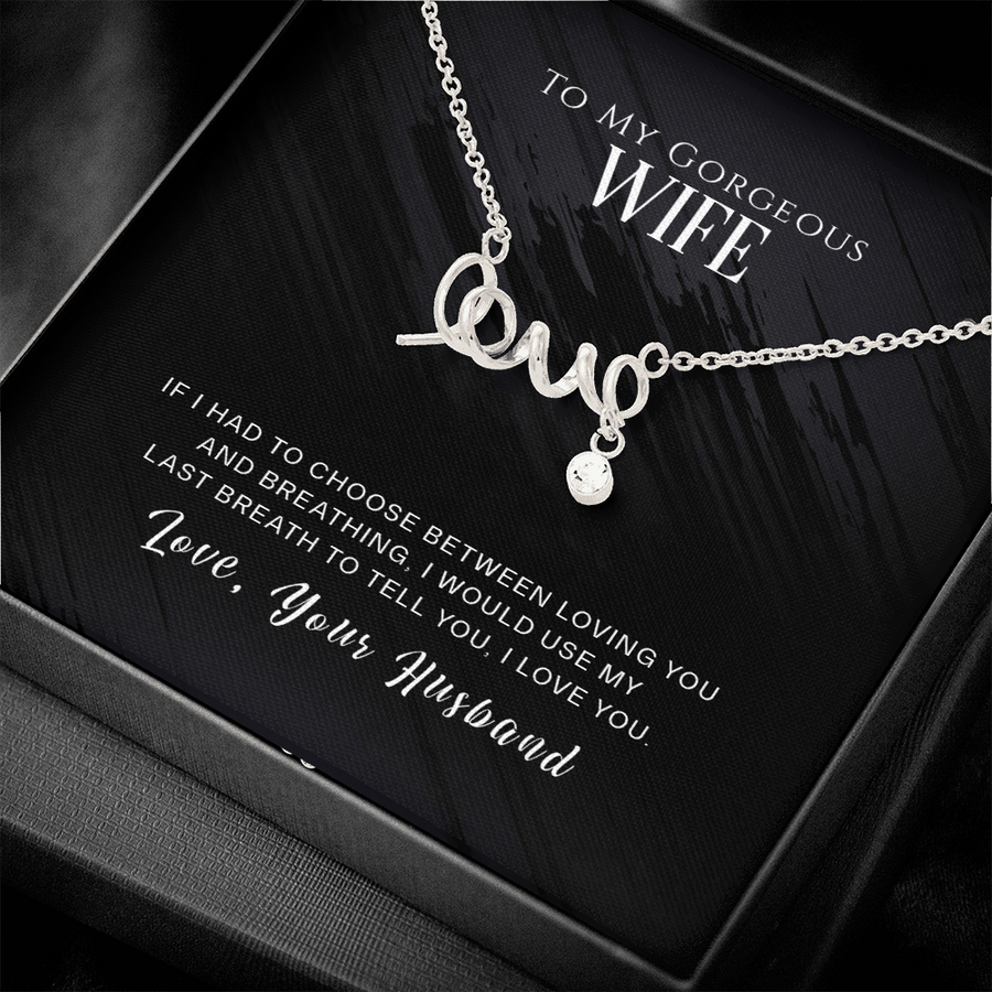 Scripted Love Necklace, To My Wife Necklace Gift, Anniversary Gift, Gifts for Her, Christmas Gift for Wife, Birthday Gift, Gift for Wife