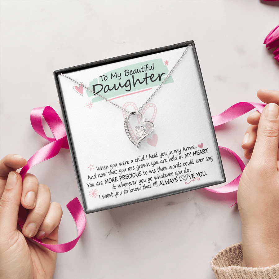 "A Gift For Daughter" Forever Love Necklace - More Precious To Me