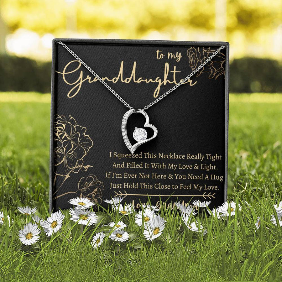To My Granddaughter - Heart Necklace - Squeeze This Necklace - Love, Grandma