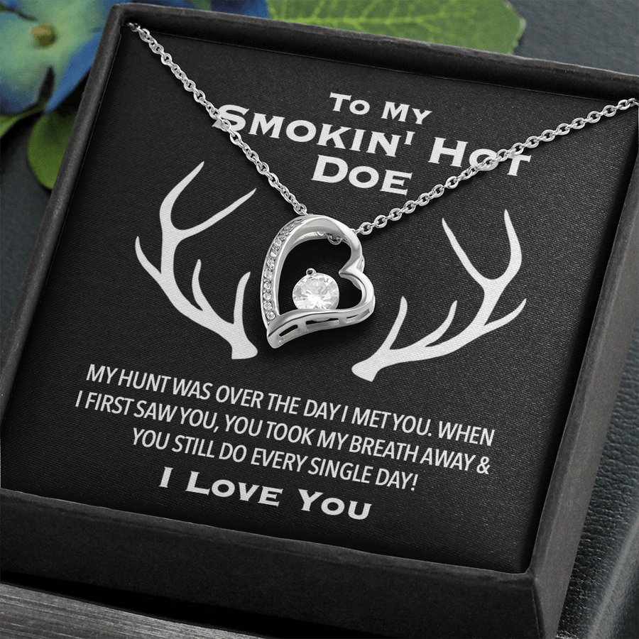 To My Smokin' Hot Doe- Gift for Her-christmas Gift for Wife-original Hunting Couple Jewelry Gift-wife Heart Necklace-valentine Gift for Her