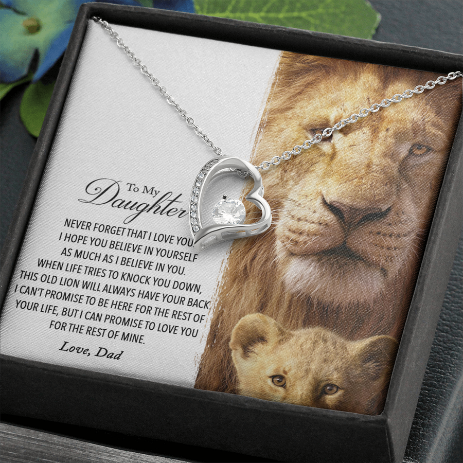 To My Daughter - This Old Lion Will Always Have Your Back - Love Dad - No One Can Love You More Than I Do - to My Daughter Necklace, Daughter Gift From Dad, Daughter Father Present, Meaningful Necklace for Daughter From Dad, Personalize Gift