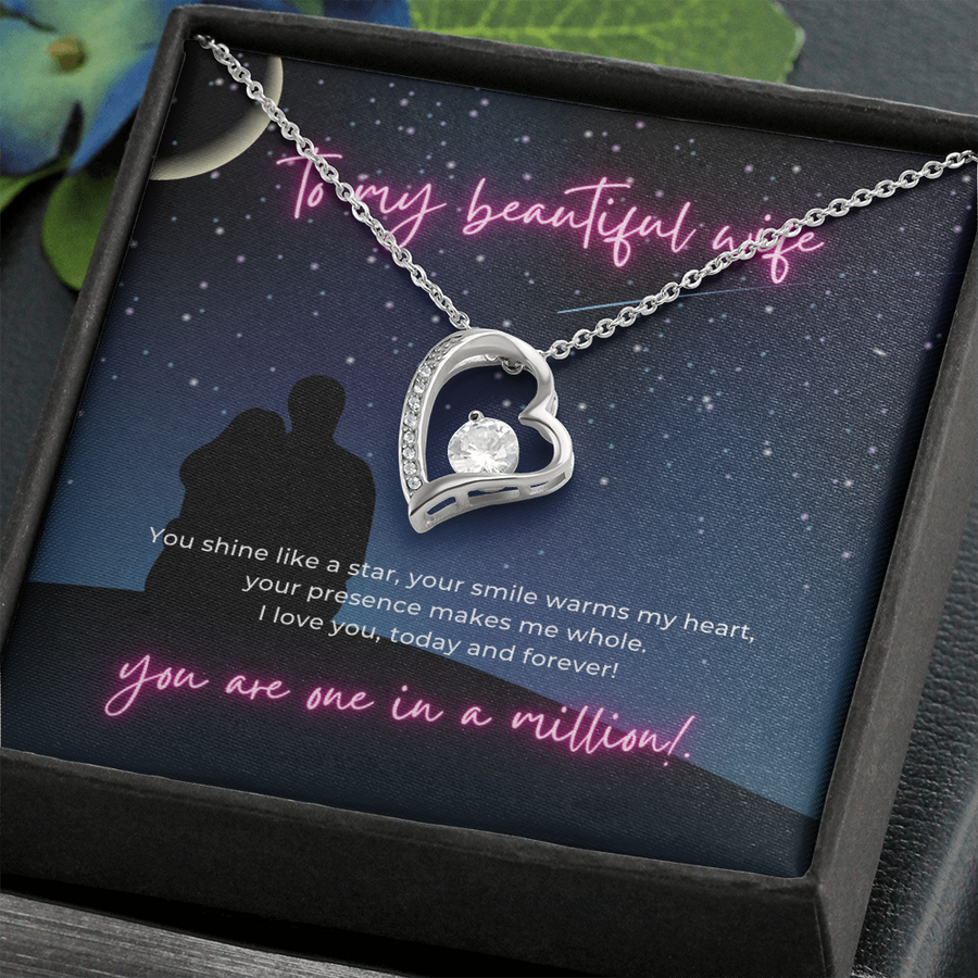 Shine Like a Jewel Forever Love Open Heart Pendant Necklace To My Beautiful Wife