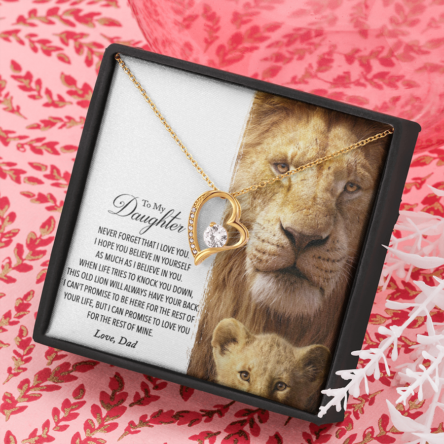 To My Daughter - This Old Lion Will Always Have Your Back - Love Dad - No One Can Love You More Than I Do - to My Daughter Necklace, Daughter Gift From Dad, Daughter Father Present, Meaningful Necklace for Daughter From Dad, Personalize Gift