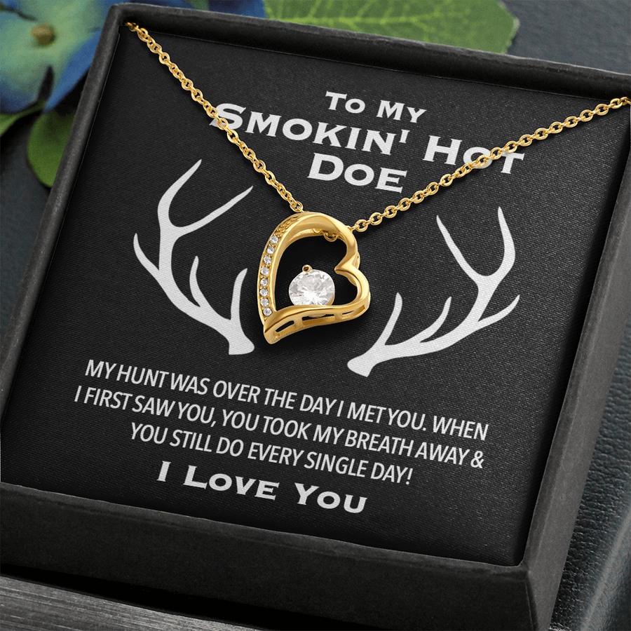 To My Smokin' Hot Doe- Gift for Her-christmas Gift for Wife-original Hunting Couple Jewelry Gift-wife Heart Necklace-valentine Gift for Her