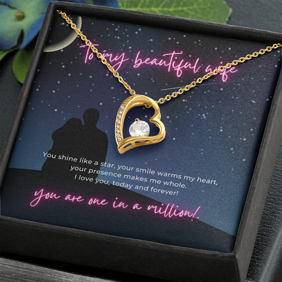 Shine Like a Jewel Forever Love Open Heart Pendant Necklace To My Beautiful Wife