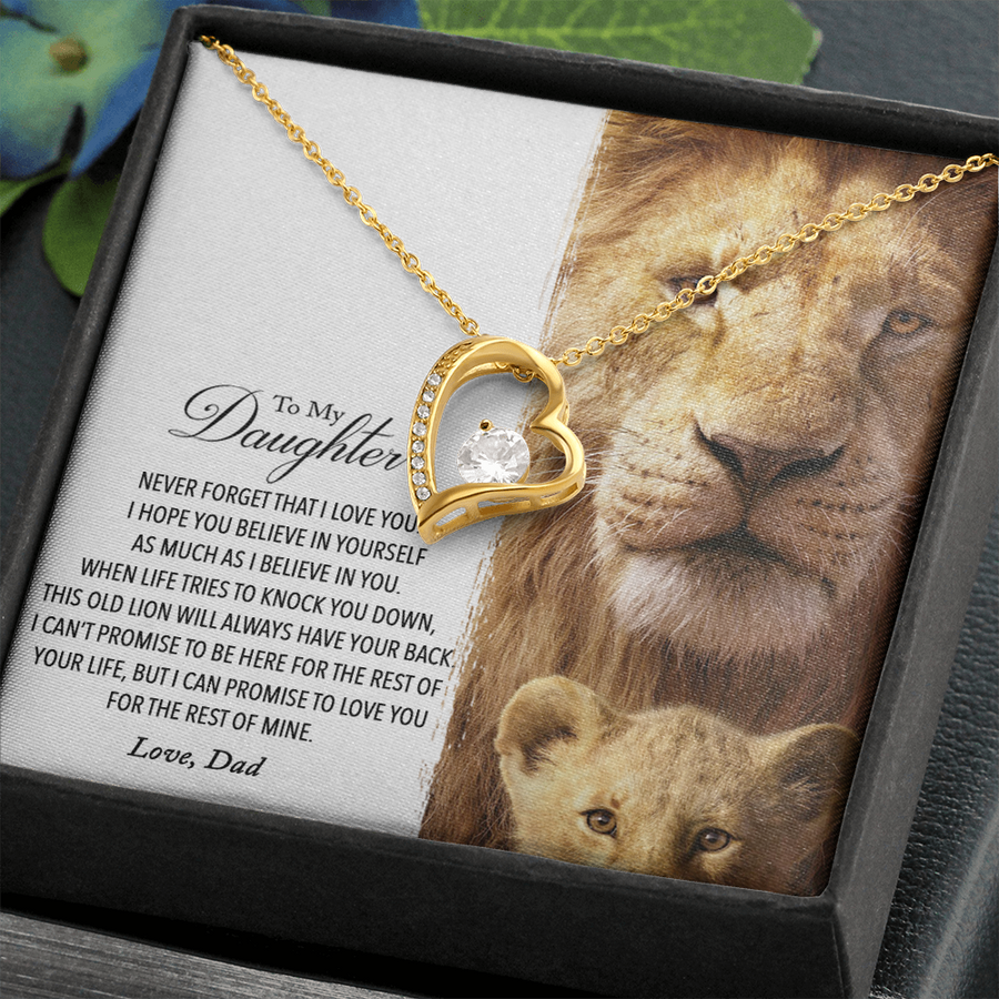 To My Daughter - This Old Lion Will Always Have Your Back - Love Dad - No One Can Love You More Than I Do - to My Daughter Necklace, Daughter Gift From Dad, Daughter Father Present, Meaningful Necklace for Daughter From Dad, Personalize Gift