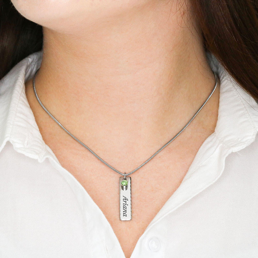 Custom Birthstone and Engraving Encouragement to Daughter Pendant Necklace