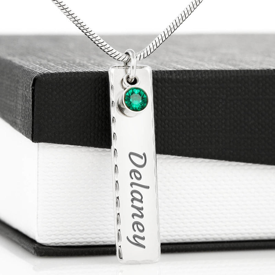 Custom Name Necklace, Personalized Name Necklace, Name Necklace with Birthstone, Custom Name Pendant with Birthstone, Everyday Name Necklace