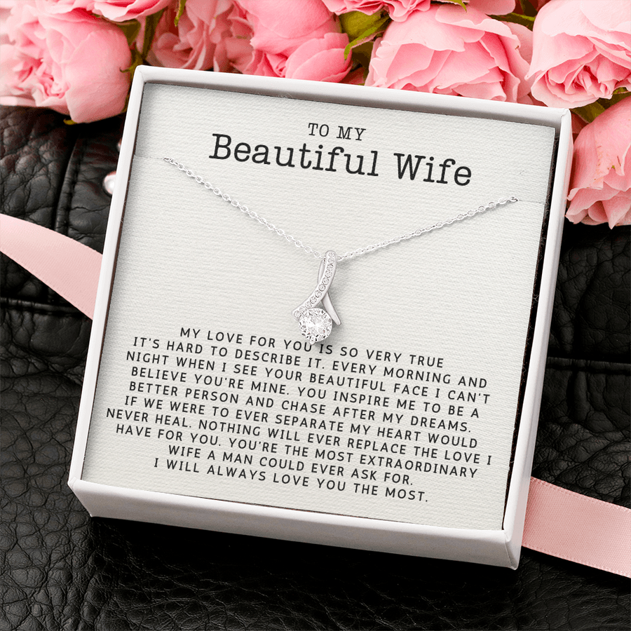 To My Beautiful Wife Necklace, Gift For Wife From Husband, Anniversary Gift