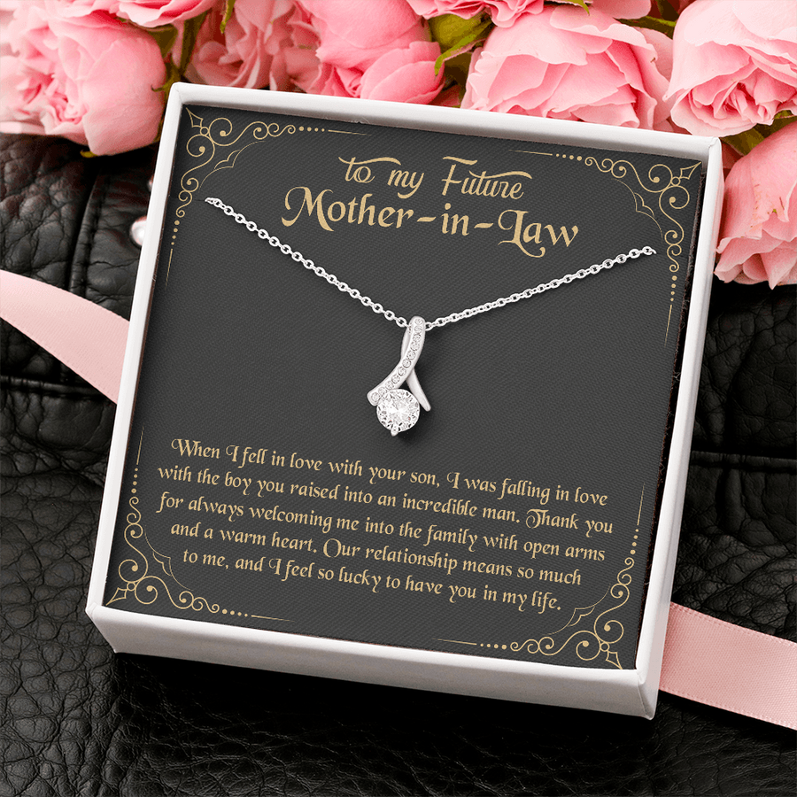 To My Future Mother-in-law Gifts - Mother in Law Gift, Personalized Sterling Silver Pearl Necklace Jewelry Gift to My Mother-in-law on Wedding Day| Birthday Gifts