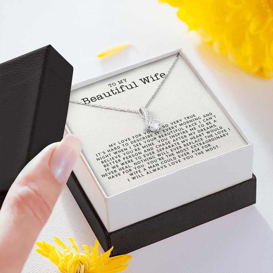To My Beautiful Wife Necklace, Gift For Wife From Husband, Anniversary Gift