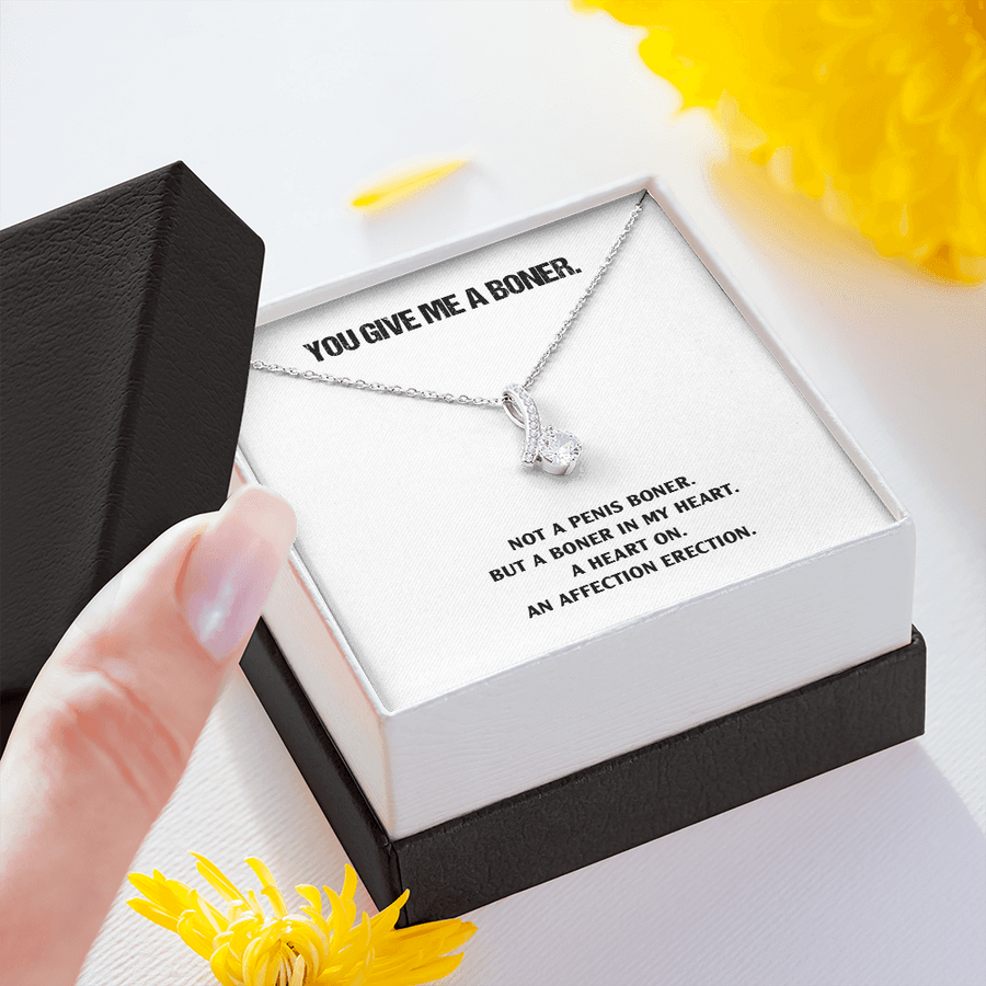 You give me a boner, not a penis boner, a heart boner, A heart on. An affection erection - unique funny gag gifts for friends who love memes, funny birthday gifts, necklace funny gifts for best friend, funny Christmas gifts, gag gift necklace for wife