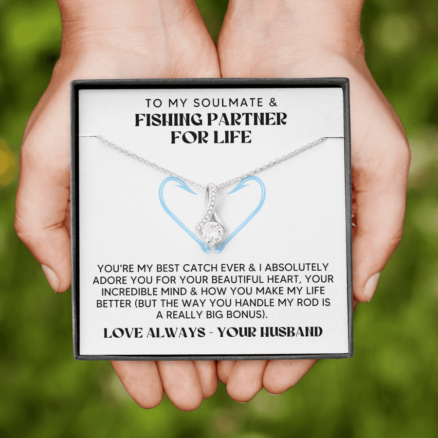 Gift for Wife, To My Soulmate & Fishing Partner for Life - Alluring Beauty Necklace perfect Gift for Birthday, Anniversary, Valentine's & Special Occasions