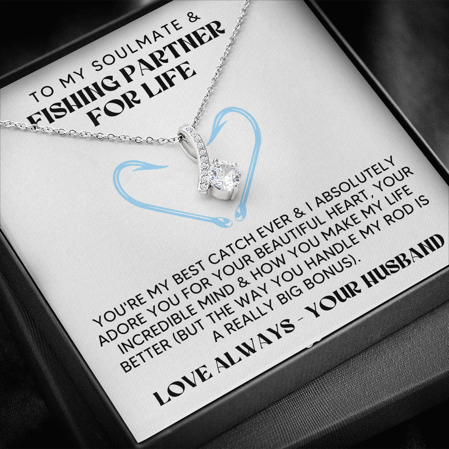 Gift for Wife, To My Soulmate & Fishing Partner for Life - Alluring Beauty Necklace perfect Gift for Birthday, Anniversary, Valentine's & Special Occasions