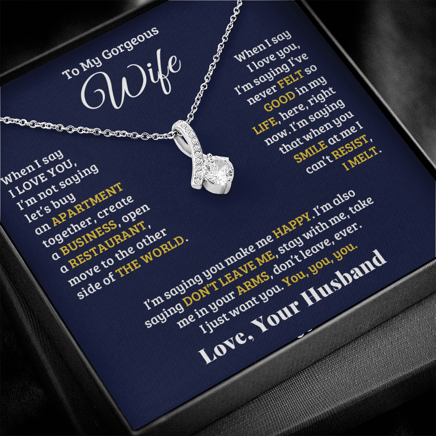To My Gorgeous Wife Necklace, Wife Jewelry Gift From Husband, Anniversary Gift, Christmas Gift