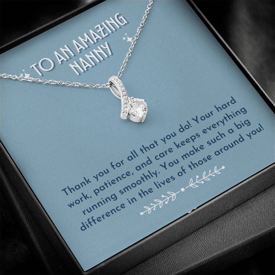 Nanny Ribbon Drop Necklace | Dusty Blue