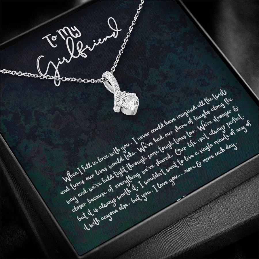 Long Distance Relationship Girlfriend Gift - GF Valentines day Gifts, Anniversary Necklace Presents for Her With Message Card