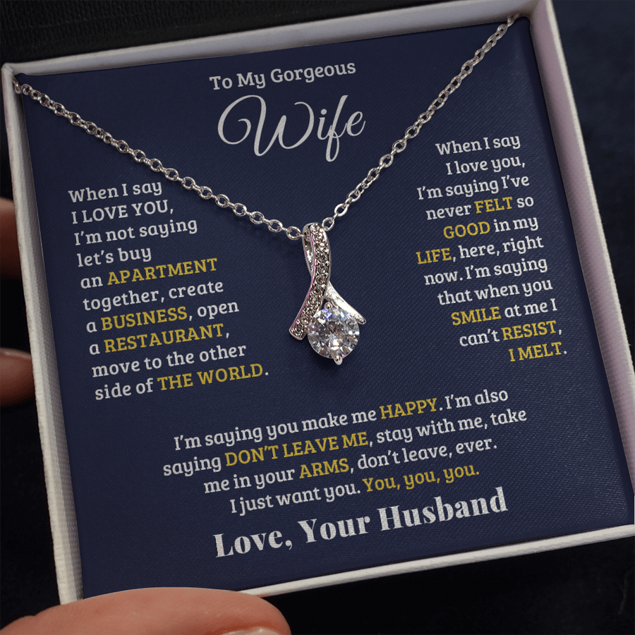 To My Gorgeous Wife Necklace, Wife Jewelry Gift From Husband, Anniversary Gift, Christmas Gift