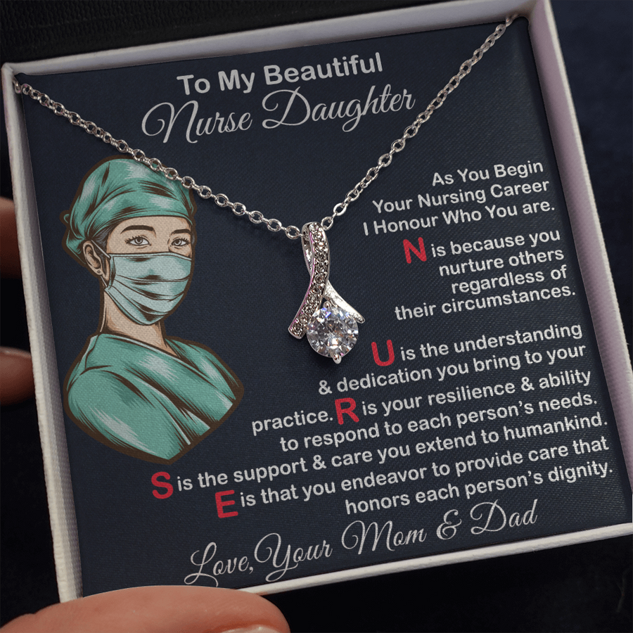 Gift for Nurse Daughter- Gift for Nurse From Mom and Dad-Gift For Daughter From Mom and Dad Necklace