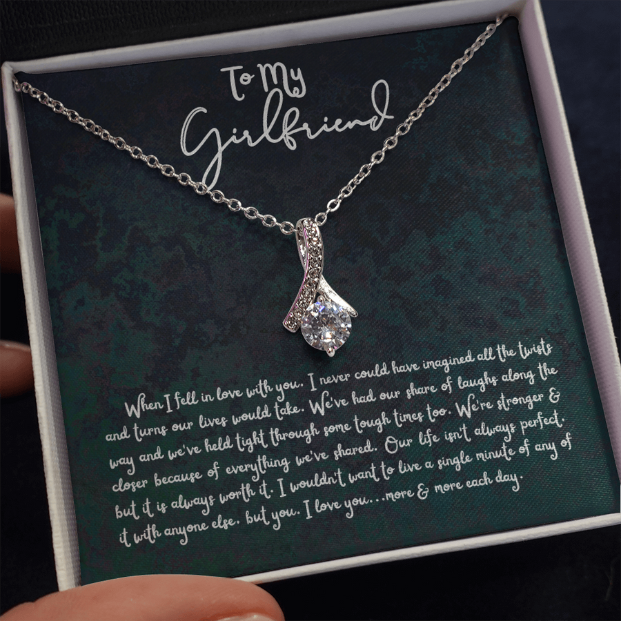 Long Distance Relationship Girlfriend Gift - GF Valentines day Gifts, Anniversary Necklace Presents for Her With Message Card