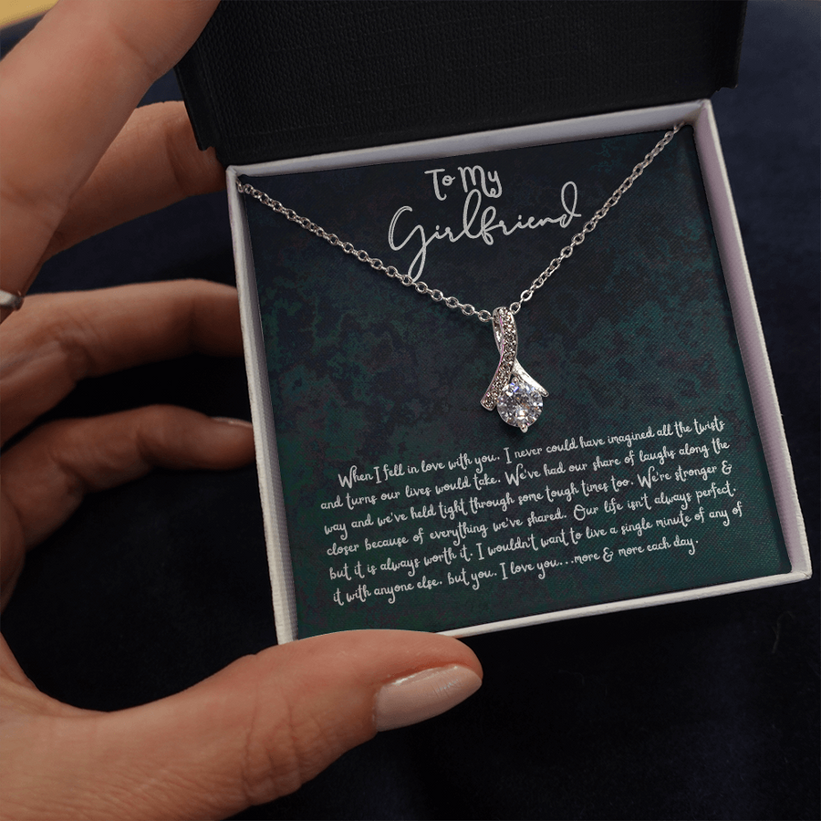 Long Distance Relationship Girlfriend Gift - GF Valentines day Gifts, Anniversary Necklace Presents for Her With Message Card