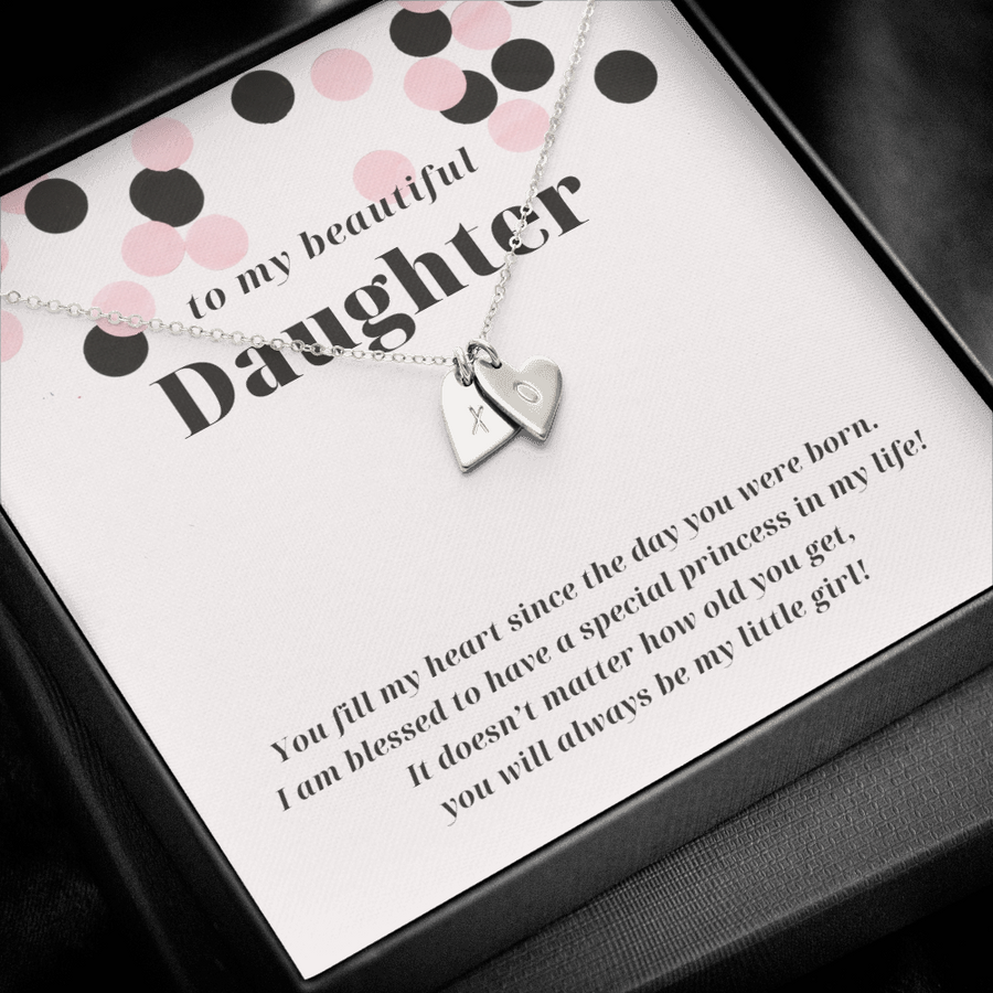 Dainty Little Heart Custom Monogram Engraving to Beautiful Daughter Necklace