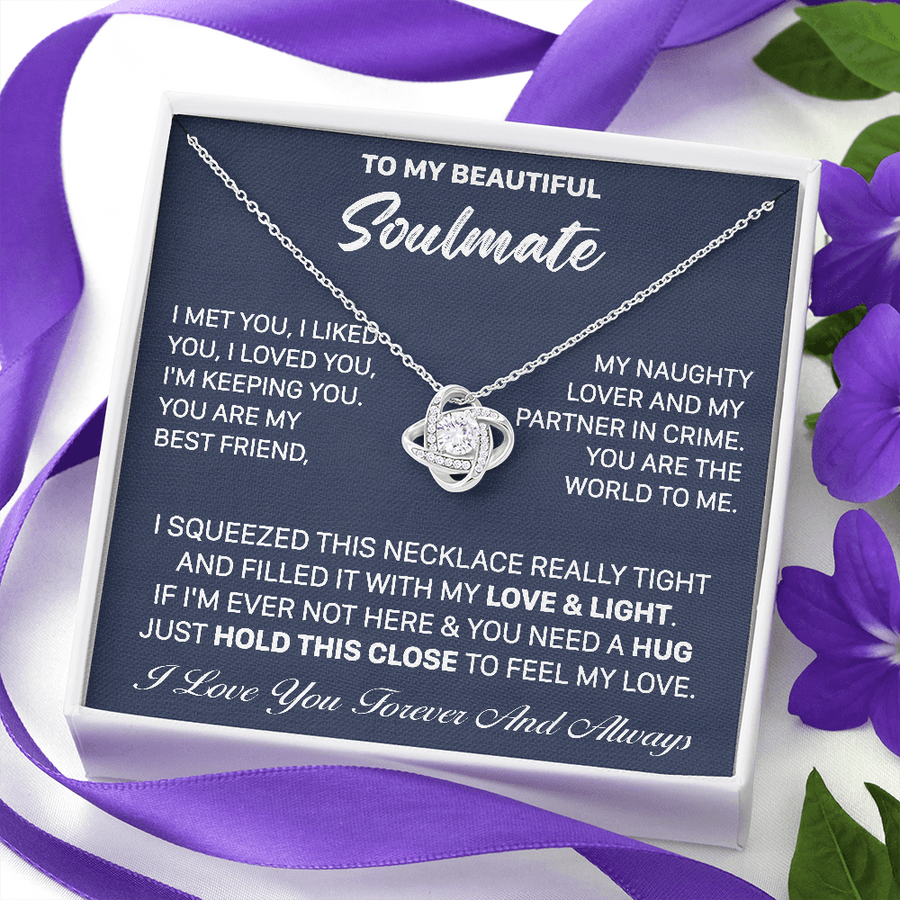 Gift For Soulmate Met Liked Loved Keeping Squeezed Love Knot Necklace