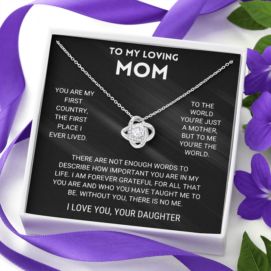 To My Loving Mom, You're The World - Love Knot Necklace